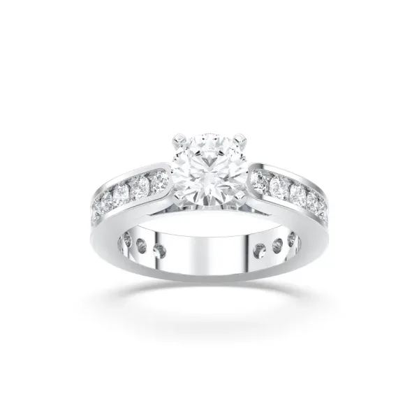 White gold Round Cut Channel Set Ring