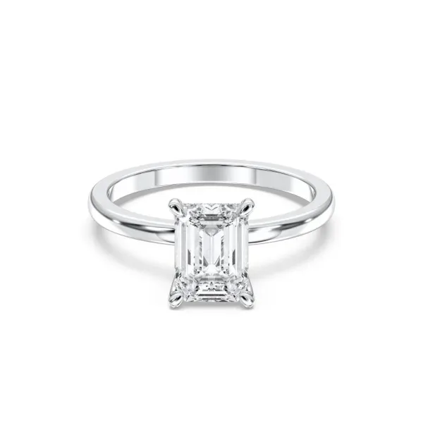 Platinum Emerald Cut Collar Ring