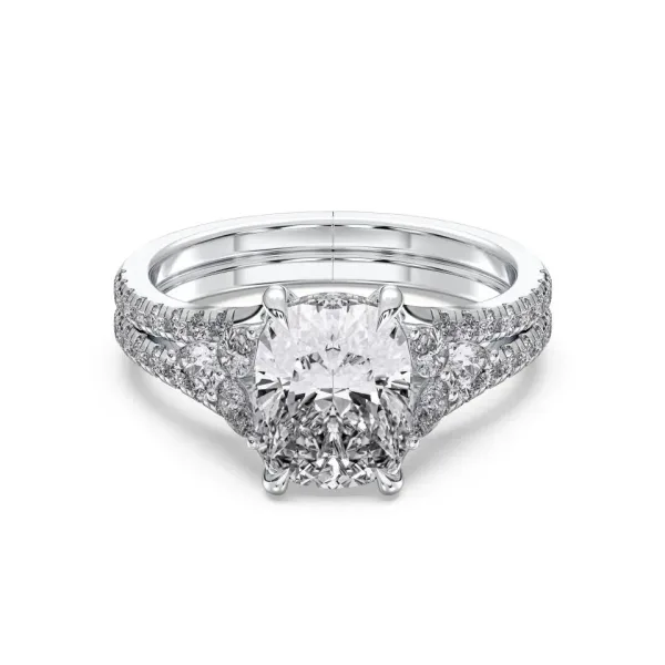 White gold Cushion Cut High End Hidden Halo Ring