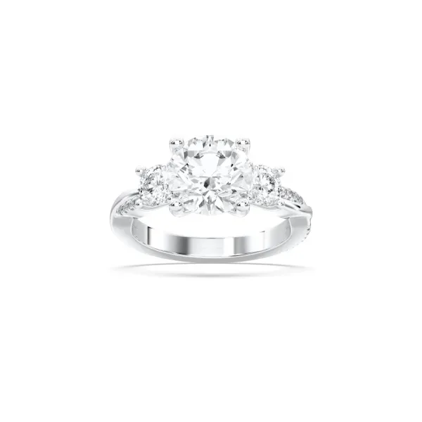 Silver Round Cut Trinity Side Stone Ring